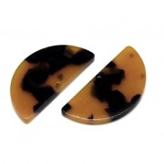 Half moon pendant in cellulose acetate 22.5x11 mm Tortoise Shell Brown/Black x1