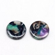 Round sequin in cellulose acetate 9.5 mm Tortoise Shell Green/Black x1
