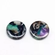 Round sequin in cellulose acetate 9.5 mm Tortoise Shell Green/Black x1