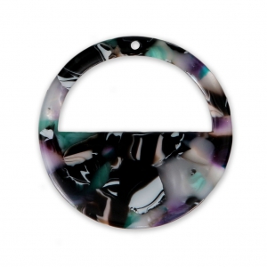 Round pendant in cellulose acetate 28 mm Tortoise Shell Green/Black x1