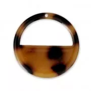 Round pendant in cellulose acetate 28 mm Tortoise Shell Brown/Black x1