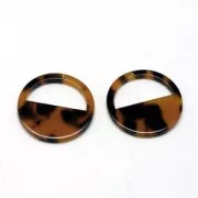 Round pendant in cellulose acetate 28 mm Tortoise Shell Brown/Black x1