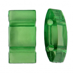 Carrier beads / 2-hole pillow beads 18x9 mm Green x10