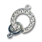 Rhodium plated Springring clasp 14.5mm with strass|raw }}