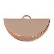 28x15mm Half-Moon crimp end for ribbon - Rose Gold Tone HQ x1
