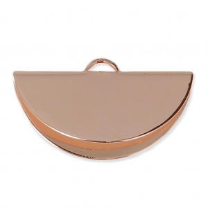 28x15mm Half-Moon crimp end for ribbon - Rose Gold Tone HQ x1