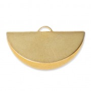 28x15mm Half-Moon crimp end for ribbon - Satin Fine gold plated x1|raw }}