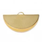 28x15mm Half-Moon crimp end for ribbon - Satin Fine gold plated x1