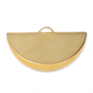 28x15mm Half-Moon crimp end for ribbon - Satin Fine gold plated x1