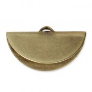 28x15mm Half-Moon crimp end for ribbon - Bronze Tone x1
