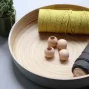 Set of 4 big wooden beads for macrame suspension 30 mm - Natural