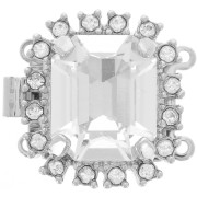 2 strands 17mm clasp with PureCrystal cabochon Crystal Rhodium Plated