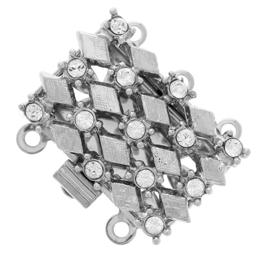 3-row rhinestone clasp PureCrystal Crystal 19 mm Rhodium x1