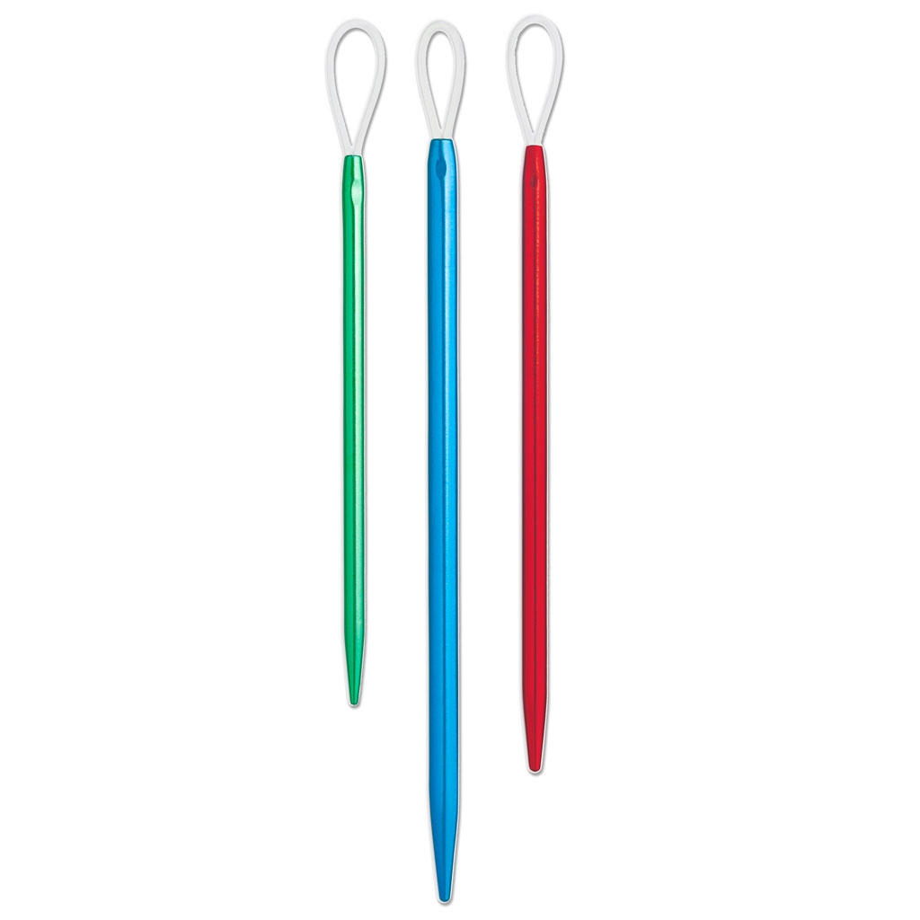 Set of 3 knitting wool anodized aluminum needles Perles & Co