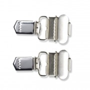 Set of 2 removable steel clips for pacifier/braces 30 mm Silver tone x2