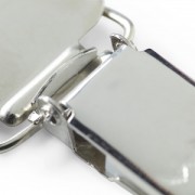 Set of 2 removable steel clips for pacifier/braces 30 mm Silver tone x2
