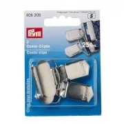 Set of 2 removable steel clips for pacifier/braces 25 mm Silver tone x2