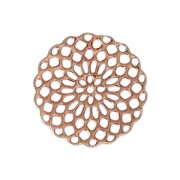 Rosette-shaped pendants 20 mm for fancy jewelry creation - Rose Gold Tone x4