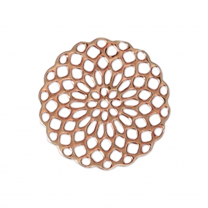 Rosette-shaped pendants 20 mm for fancy jewelry creation - Rose Gold Tone x4