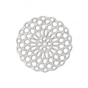 Rosette-shaped pendants 20 mm for fancy jewelry creation - Silver Tone x4
