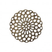 Rosette-shaped pendants 20 mm for fancy jewelry creation - Bronze Tone x4