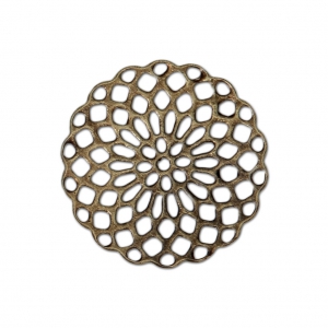 Rosette-shaped pendants 20 mm for fancy jewelry creation - Bronze Tone x4