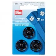 3 metal snap buttons to sew 21 mm - Black x1