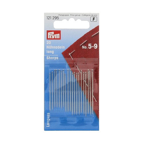 Long sewing needles n°5-9 Silver eye x20