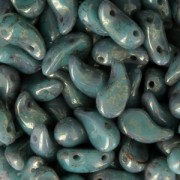 Zoliduo® Right pressed glass beads with two holes 5x8mm Jade Teracota Red x20|raw }}