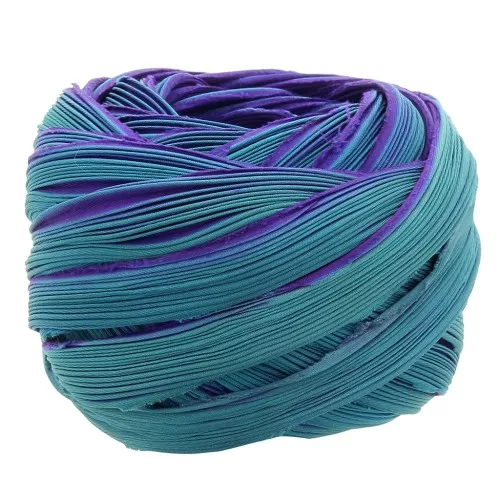 Shibori silk twill Ribbon Passion Teal x10cm