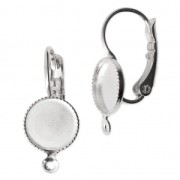 Earwire/leverback with cabochon setting for 8 mm flat back cabochon Rhodium x2|raw }}