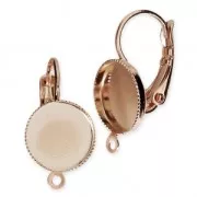 Earwire/leverback with cabochon setting for 10mm flat back cabochon - Rose Gold x2