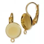 Earwire/leverback with cabochon setting for 10mm flat back cabochon - Gold x2
