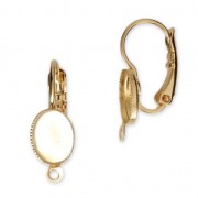 Earwire with cabochon setting for 8x6 mm flat back cabochon - fine Gold plated x2|raw }}