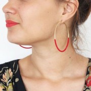 Metal Earring hoops to decorate 70x1.9 mm Rose Gold Tone x2