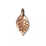 Mini leaf charms 9 mm for jewelry creation - Rose Gold Tone x10