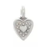 Mini heart charms 10 mm for jewelry creation - Antique Silver Plating x6
