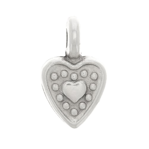 Mini heart charms 10 mm for jewelry creation - Antique Silver Plating x6