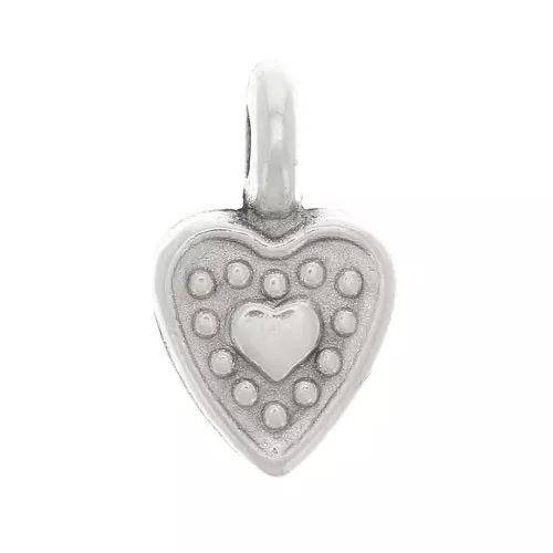 Mini heart charms 10 mm for jewelry creation - Antique Silver Plating x6