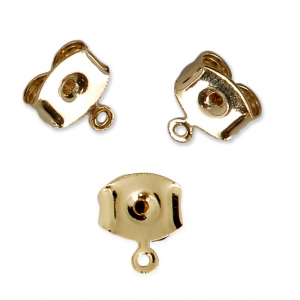 Ear clutches 7 mm with loop to decorate - Gold Tone x2