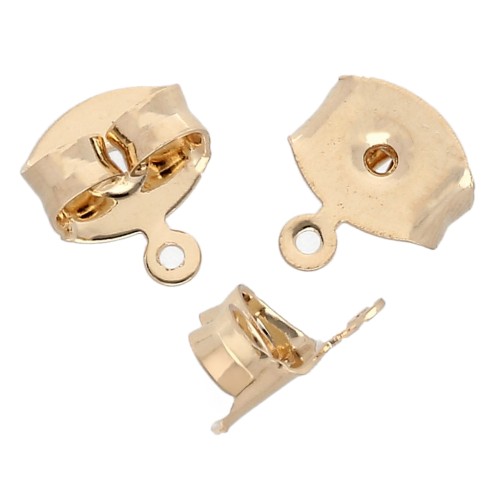 Earring backs Decorating ring 7mm for earstuds - Fine gold plated x2