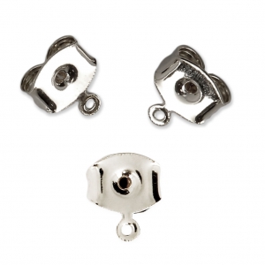 Earring backs Poussettes with 7 mm decorating ring for rhodium-plated earstuds x2