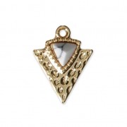 Triangle charm with an imitation Howlite synthetic stone 15x11.5 mm Gold Tone x1|raw }}