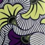 Wax Fabric - Wedding Flowers - Violet  / Yellow x20cm