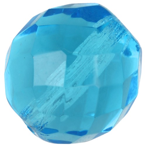 Fire Polished faceted round bead 16mm Aquamarine x1