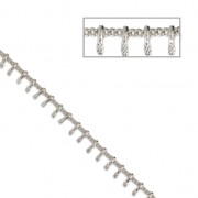 Fancy lace oval 7.5mm mesh chain - Rhodium Tone x50cm|raw }}