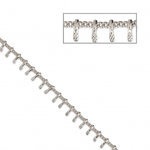 Fancy lace oval 7.5mm mesh chain - Rhodium Tone x50cm