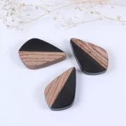 Half-drilled drop pendant imitation wood 30 mm Black x1