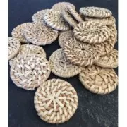 Rattan round-shaped pendant 30 mm for your DIY creations x1