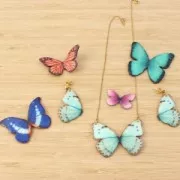 Butterfly without hole 50x35 mm Green/Black x1